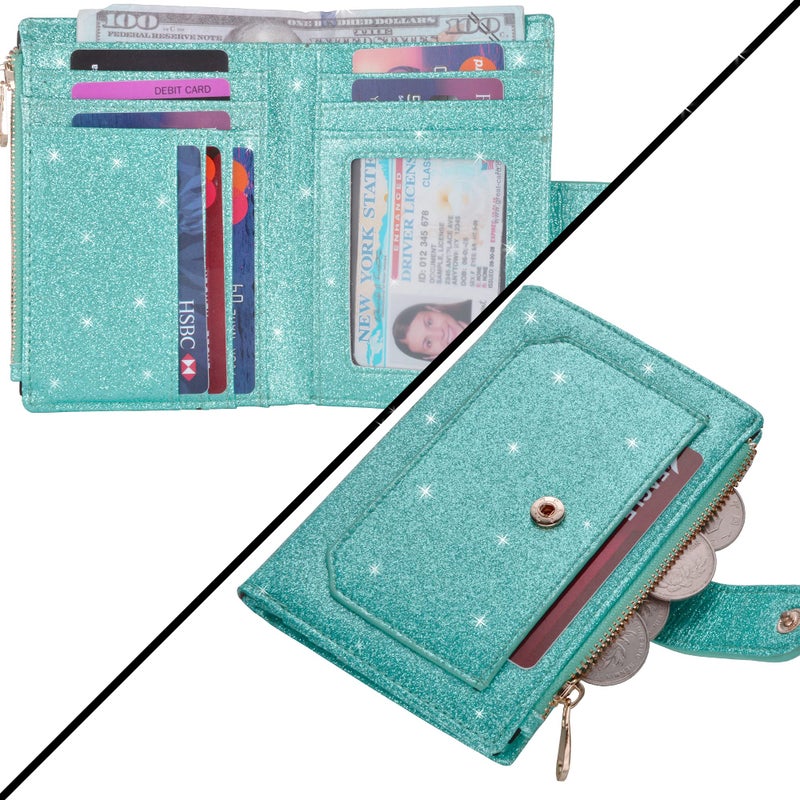 Leamekor Womens Wallets RFID Small Compact Bifold Leather Card Holder Zip Pocket - Image 3